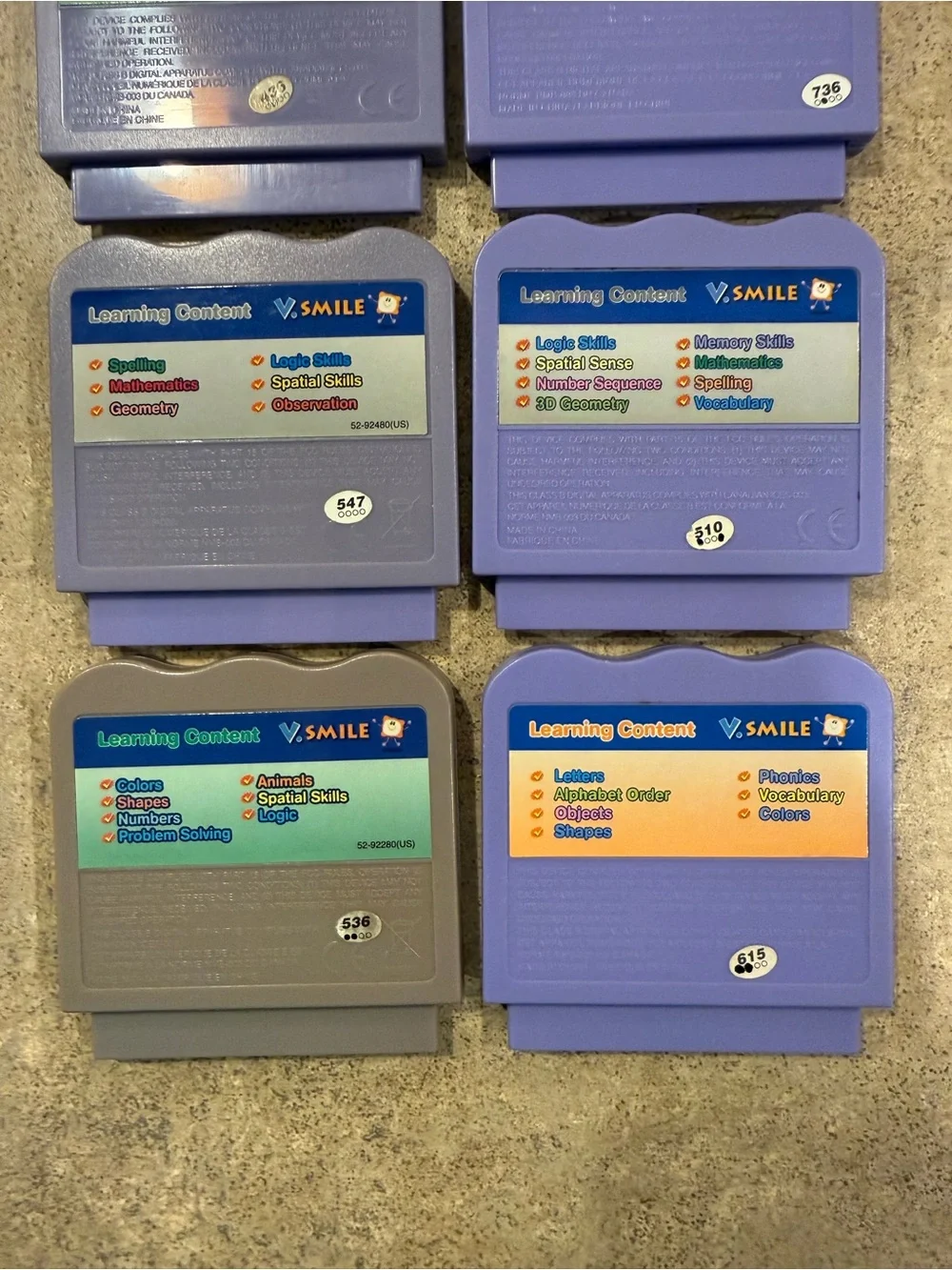 Lot of 7 VTech V.Smile Learning System Game Cartridges Mickey Batman Etc Tested